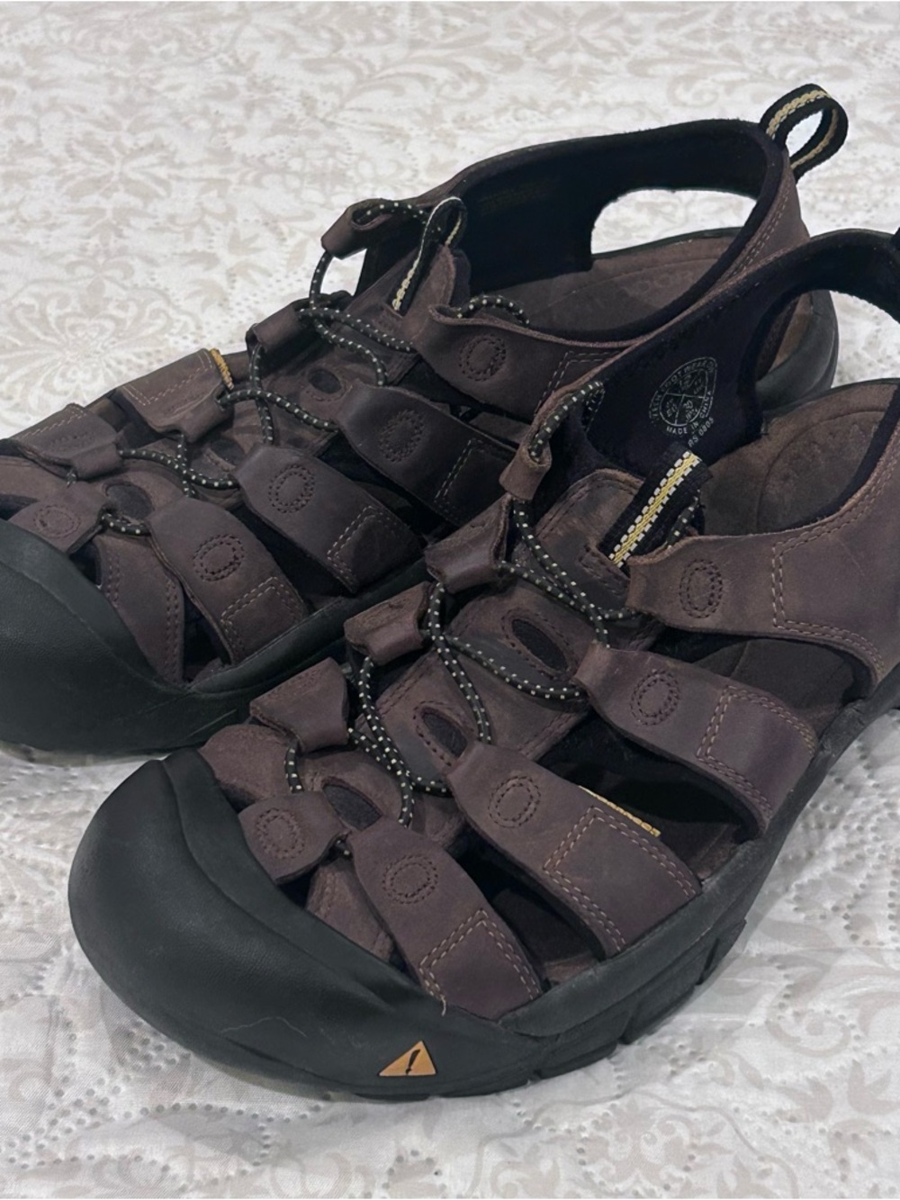 Keen Newport H2 Sport Sandals Men 12 Brown Leather Closed Toe Hiking Water Shoes